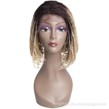 Top quality synthetic ombre braided wig, fast delivery afro wig braided for sale